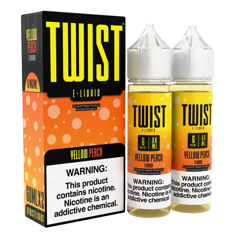 TWIST E-Liquid - Yellow Peach - 120ML E-Liquid (Twin 60ML Pack) - 0MG