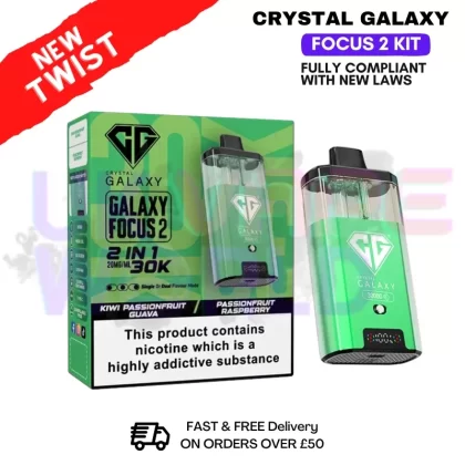 Kiwi Passion Fruit Guava Crystal Galaxy 30K Focus 2 Puff Kit - Ecigpremium