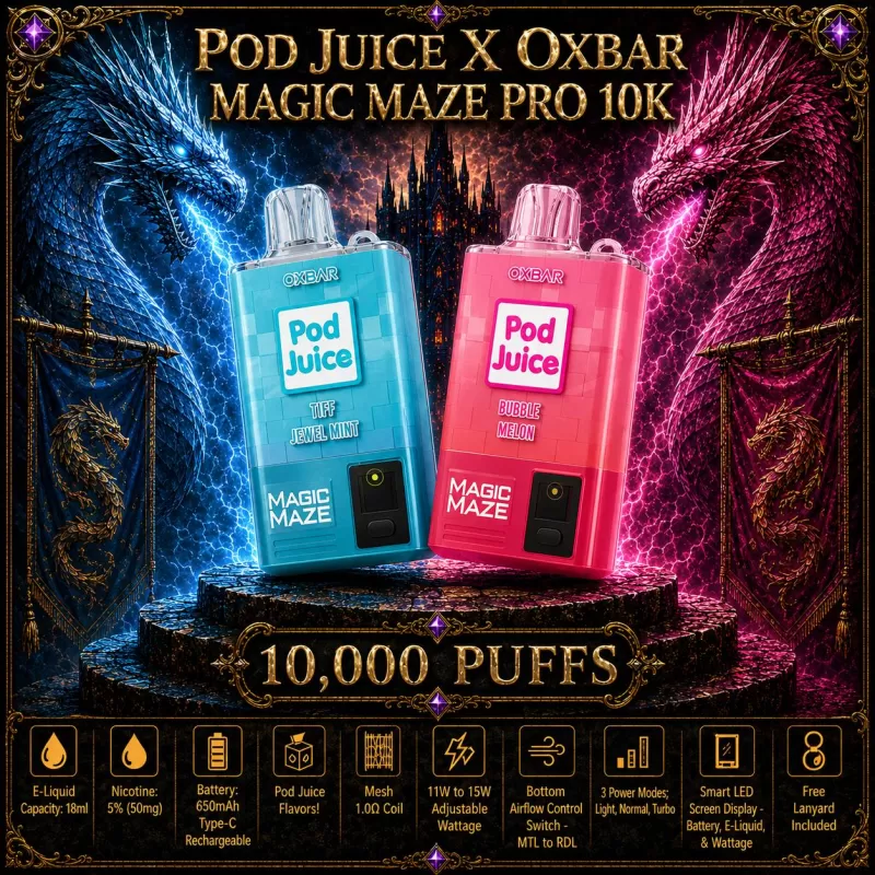 Pod Juice x OXBAR Magic Maze Pro 10K - Bubble Melon - Vapeciga
