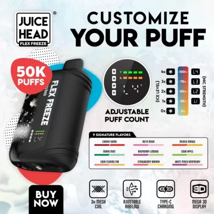 JUICE HEAD “FLEX FREEZE” 50K Puff Disposable - 50,000 Puffs - Mexico Mango