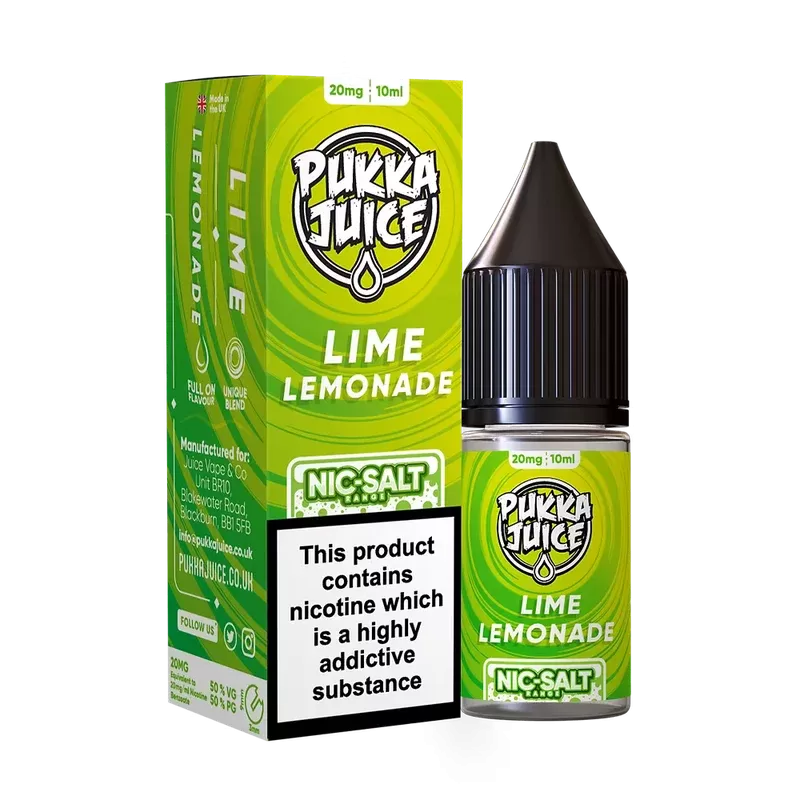 Pukka Juice Nic Salt E-Liquid Lime Lemonade - Nicotine Strength#10mg>20mg