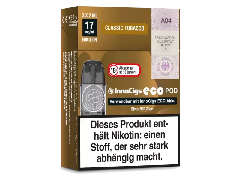 Innocigs Eco Pod – Classic Tobacco – 2er Pack - Innocigs Eco Pod / Tabak / 17mg/ml