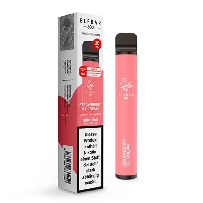 ELF BAR 600 – Strawberry Ice Cream - Minze / Elf Bar / 20mg/ml / 550 mAh / Propylenglykol / Glycerin / Aromastoffe / Nikotin-Benzoat / ca. 600 - Image 3