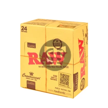 RAW Connoisseur Classic Papers King Size Slim With Tips Pack of 24 - Vape Store