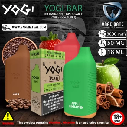 YOGI BAR RECHARGEABLE DISPOSABLE VAPE (8000 PUFFS) - 50 mg / Apple Cinnamon