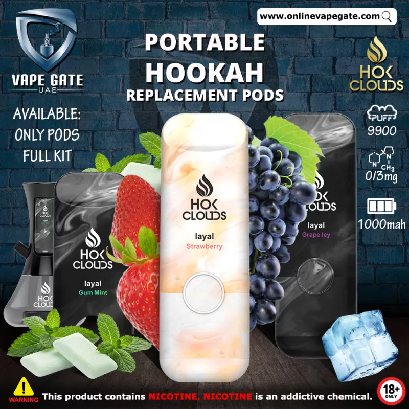 XTRA - HOK CLOUDS PORTABLE HOOKAH REPLACEMENT PODS - Strawberry / 3 mg