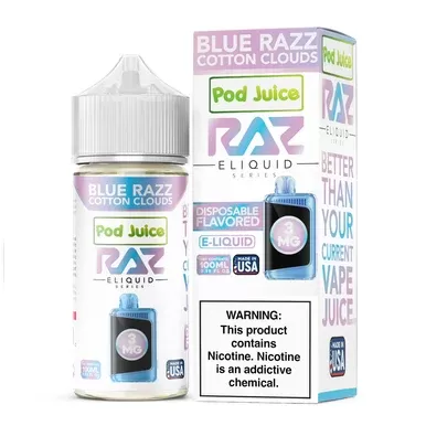 Blue Razz Cotton Clouds Pod Juice x RAZ 100mL - Nicotine Level#0mg>3mg>6mg