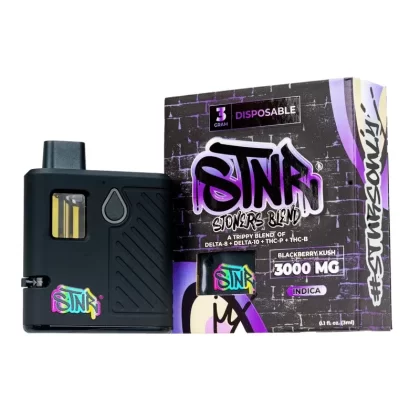 STNR Creations Stoners Blend Disposable Vapes (3g) - strain#Apple Tartz>Blackberry Kush>Blueberry Banana Cake>Cherry Pie>Grapefruit Romulan>Laughing Buddha>Phat Bananas>Strawberry Melt (E6A4C1)