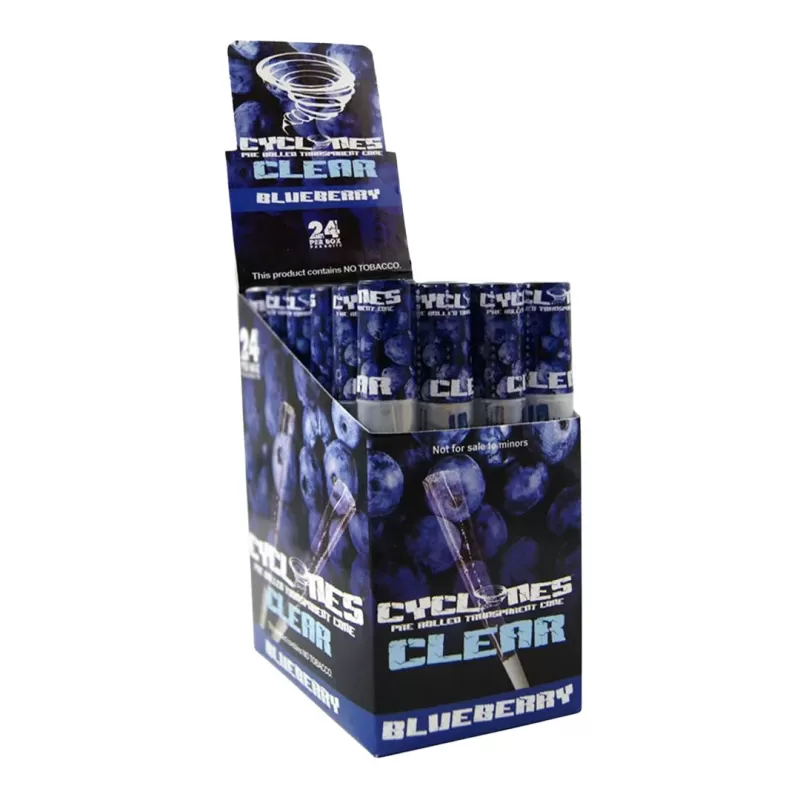 CYCLONES Clear Pre-Rolled Cones - 24 Per Box - Cherry