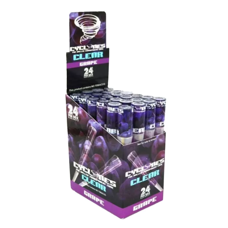 CYCLONES Clear Pre-Rolled Cones - 24 Per Box - Cherry - Image 2