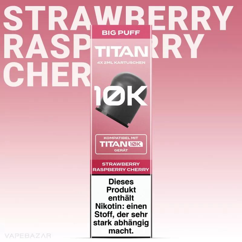 Titan 10k Kartuschen – Strawberry Raspberry Cherry (4er Pack) - TITAN / 20mg/ml - Image 2