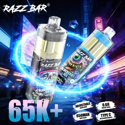 Razz Bar 65000 65K+ Puffs Disposable Vape | High Capacity Rechargeable Vape with Adjustable Airflow