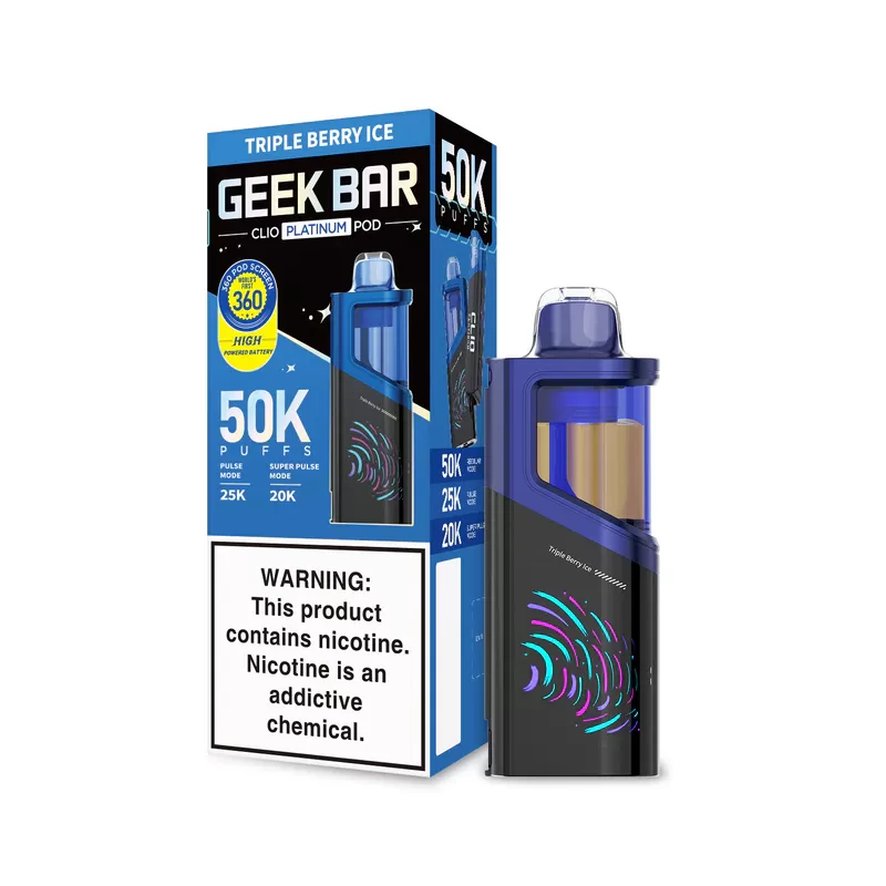 Geek Bar Clio Platinum 50K Disposable Pod (Requires Kit for Use) - Blue Razz Ice, Code Red - Image 2