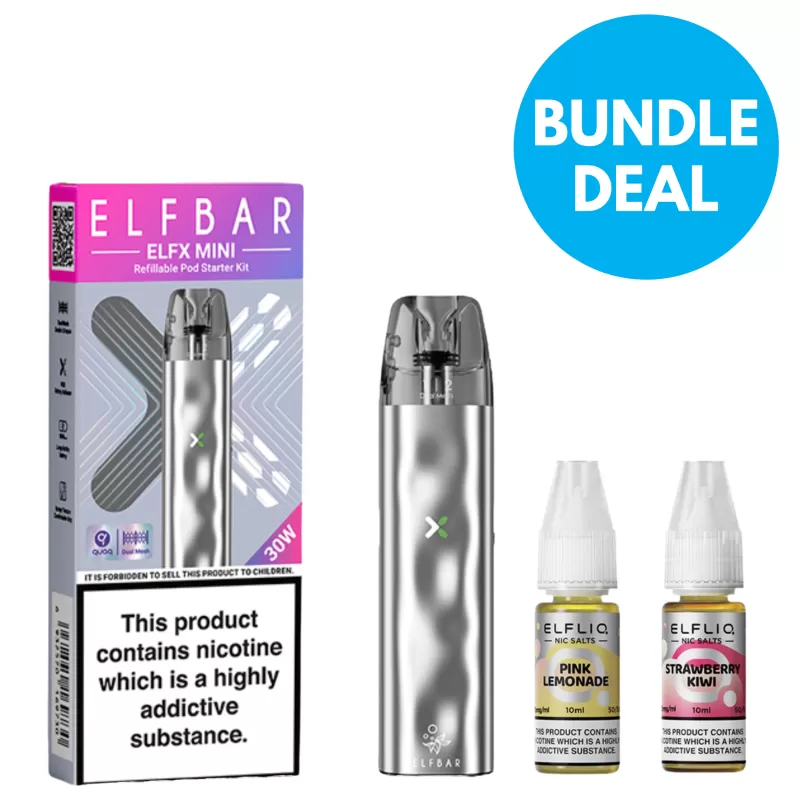 0.5% Low Nicotine Elf Bar Bundle - Pod Kit / Elf Bar / Black / Gold / Grey / Lilac / Ocean / Pink / Silver / Sky