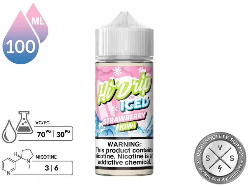 Strawberry Kiwi ICED HI DRIP E-Liquids 100ml - Image 2
