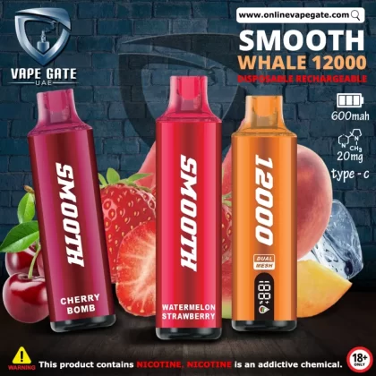 Smooth Whale Disposable Vape (12,000 Puffs) - Strawberry Mango / 20 mg