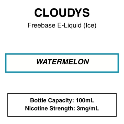 Watermelon – Cloudys Premium E- Liquid Freebase – 100mL - Vape Product; Vape Product