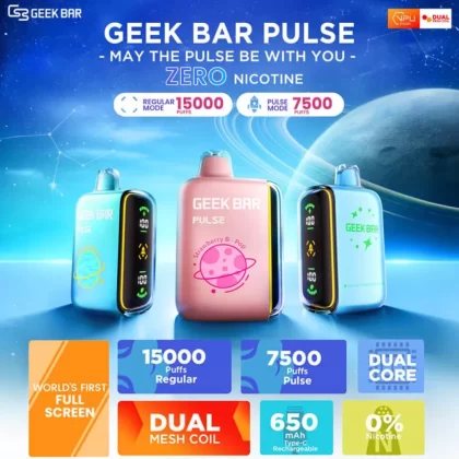 Geek Bar Pulse 15K ZERO NICOTINE Disposable Device – 15000 Puffs - Miami Mint 0%
