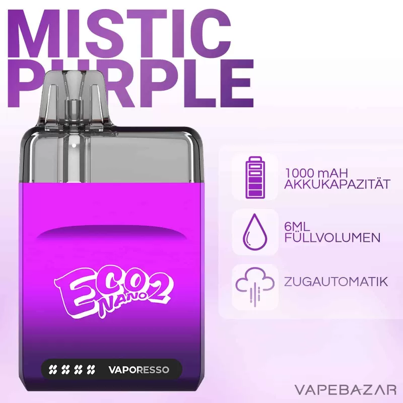 Vaporesso Eco Nano 2 – Mistic Purple - Pod Kit; 1000 mAh - Image 2