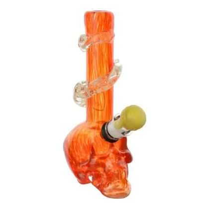 Small Dappled Skull Bong – 8in - Color#Red>Blue