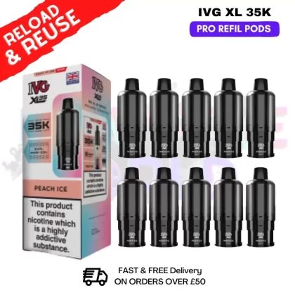 Peach ICE IVG XL 35K Replacement Pods Box Of 10