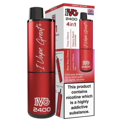 IVG 2400 Rechargeable Vape Cherry Edition - Strength#20mg (E4D92E) (E4D92E)