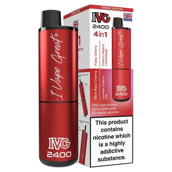 IVG 2400 Rechargeable Vape Cherry Edition - Strength#20mg (E4D92E) (E4D92E)