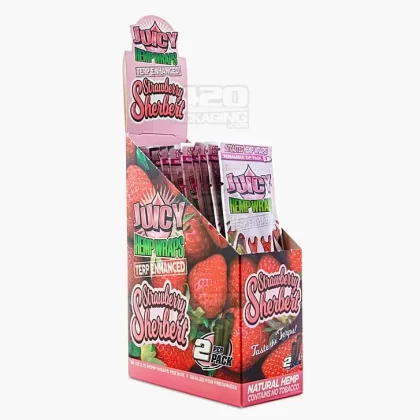 JUICY JAY’S | ‘Retail Display’ Terp Enhanced Natural Hemp Wraps | 109mm – Strawberry Sherbet – 25 Count