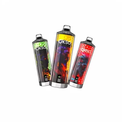 OKSO Shisha Hookah Vape Mega 50K Adjustable Airflow - Lush Ice, Two Apple; 3-nicotine, 2-nicotine (FC99DF)