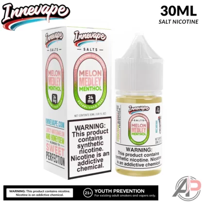 Innevape Melon Medley Menthol Salt Nicotine 30mL - Salt Nicotine 24mg - 30mL, Salt Nicotine 50mg - 30mL