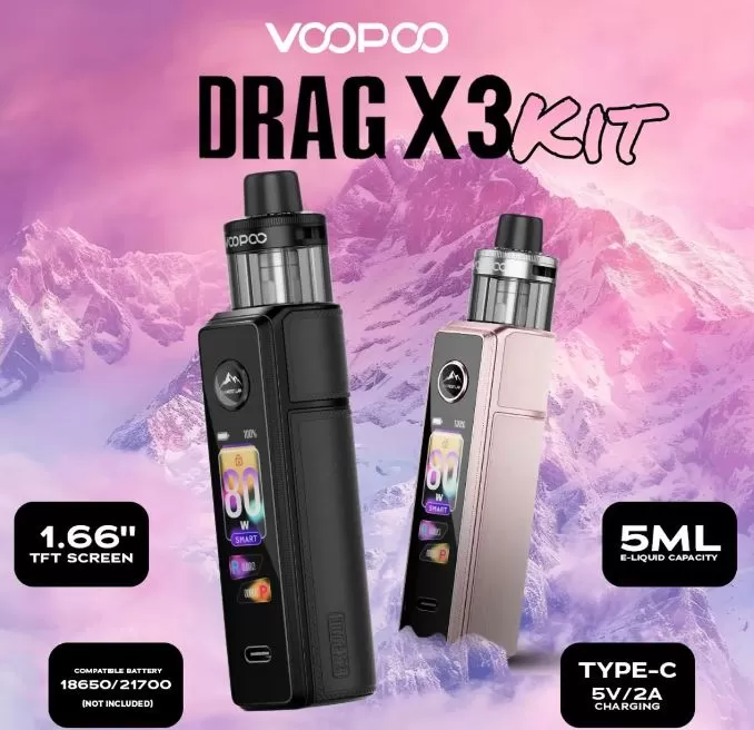 Voopoo Drag X3 Pod Kit (80W) - Metal Gray - Image 2
