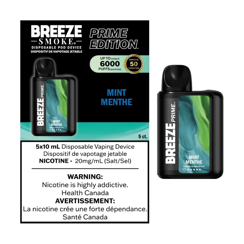 Breeze Prime Edition Disposable Vape – 6000 Puffs – Mint