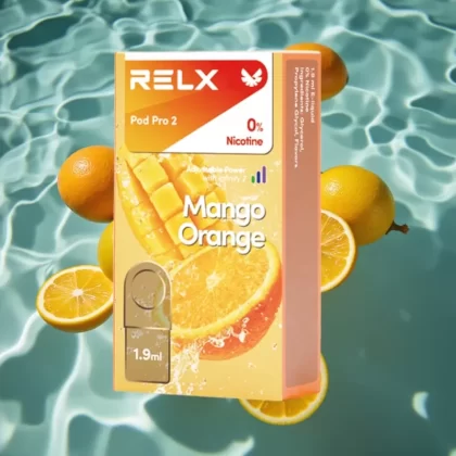 RELX Pod Pro 2 0% Nicotine Mango Orange Vape – 600 Puffs, 1.9ml, 3 Voltage Modes - Bangvapeaustralia