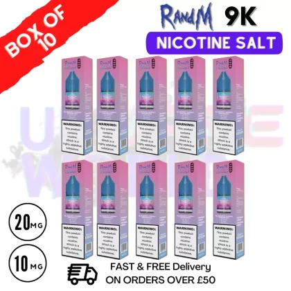 Blueberry Cherry Cranberry RandM 9000 Tornado Nic Salt Pack of 10