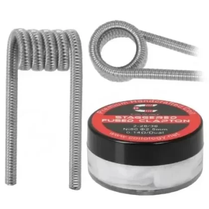 Coilology Staggered Fused Clapton Handmade Coils - Resistance#0.14 Ohm Ni80>0.16 Ohm Ni80>0.23 Ohm Ni80>0.21 Ohm KA1>0.10 Ohm SS316L (9E6D8F)