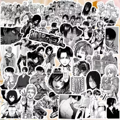 Attack on Titan Stickers Set - 60 Premium Anime Stickers with Storage Box