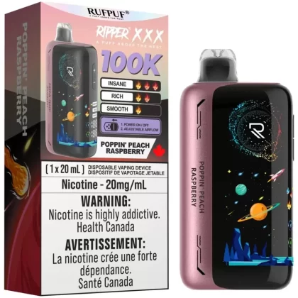 RUFPUF RIPPER XXX 100K Disposable Vape – Poppin’ Peach Raspberry