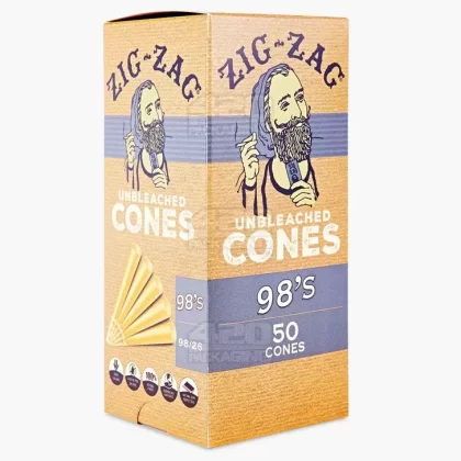 ZIG ZAG | 98 Size Pre-Rolled Cones | 98mm – Unbleached Paper – 50 Count