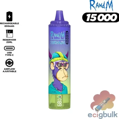 RandM Tornado 15000 Disposable Vape: 15K Puffs, Smart Display & 40 Flavors