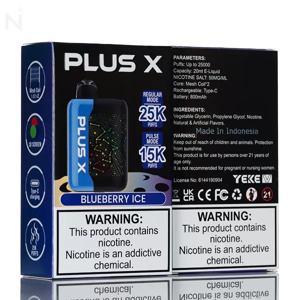 Plus X 25K Puffs Disposable Vape - 20mL - Blue Razz Ice - Image 3