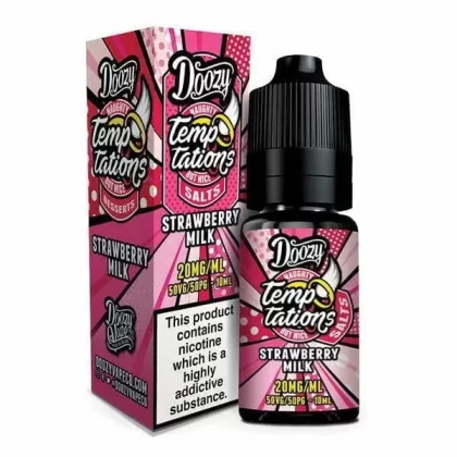 TEMPTATIONS STRAWBERRY MILK NIC SALT E-LIQUID BY DOOZY