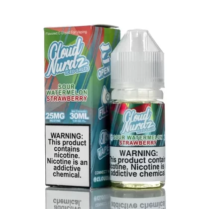 Cloud Nurdz Salts E-Liquid Sour Watermelon Strawberry Iced 30ml (25mg)