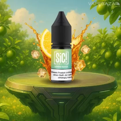 SiC! Nikotinsalz Liquid – Lemon Tea Ice 20mg/ml Nikotin - SIC! SALTS / Zitrone / Eistee / 20mg/ml / Aromen / Propylenglykol / pflanzliches Glycerin / Glycerin / Nikotinsalz