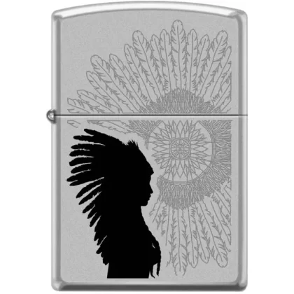 Zippo Lighter – Indian Woman Sunburst Satin Chrome