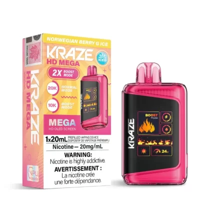 Kraze HD Mega Norwegian Berry G Ice (20K Puffs) Disposable Vape