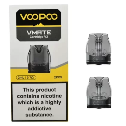 VOOPOO VMATE V2 PODS, Replacement Cartridges 2 pack 0.7Ω - Choose#VMATE V2 0.7Ω 2ml Pods (2pk)>VMATE V2 0.7Ω 3XL Pods (2pk) (15707C)
