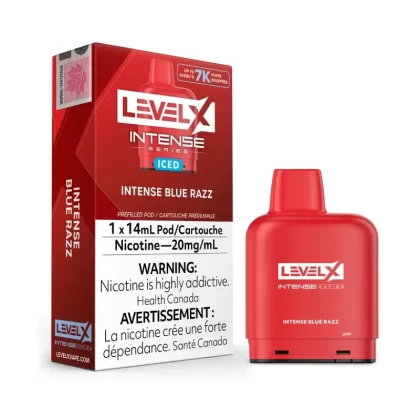 Level X Intense Series Pods [FEDERAL] - Flavour#Blue Razz Iced>Blueberry Lemon Iced>Juicy Peach Iced>Red Apple Iced>White Grape Iced>White Mint~Strength#20mg