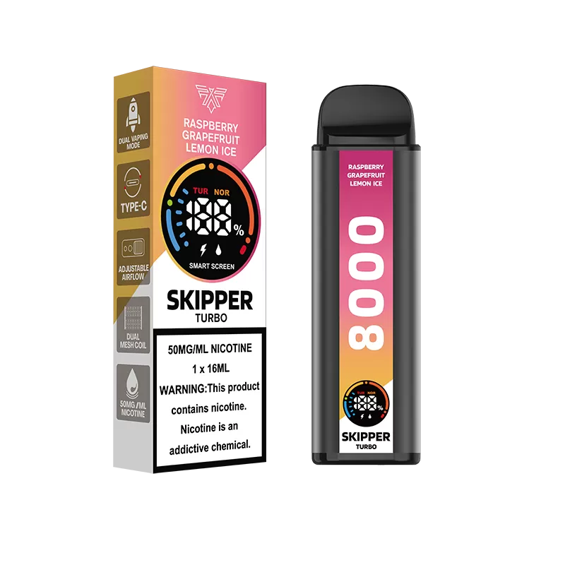 Skipper Turbo Disposable Vape – Raspberry Grapefruit Lemon Ice 50mg (10000Puffs) - Vapebar Pk
