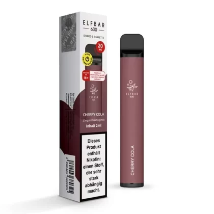 ELF BAR 600 – Cherry Cola - Kirsche / Cola / Elf Bar / 20mg/ml / 550 mAh / Glycerin / Propylenglykol / Nikotin-Benzoat / Aromastoffe / ca. 600