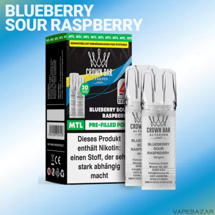 Al Fakher Pods Crown Bar 600 – MTL 20mg – Blueberry Sour Raspberry - Himbeere / Blaubeere